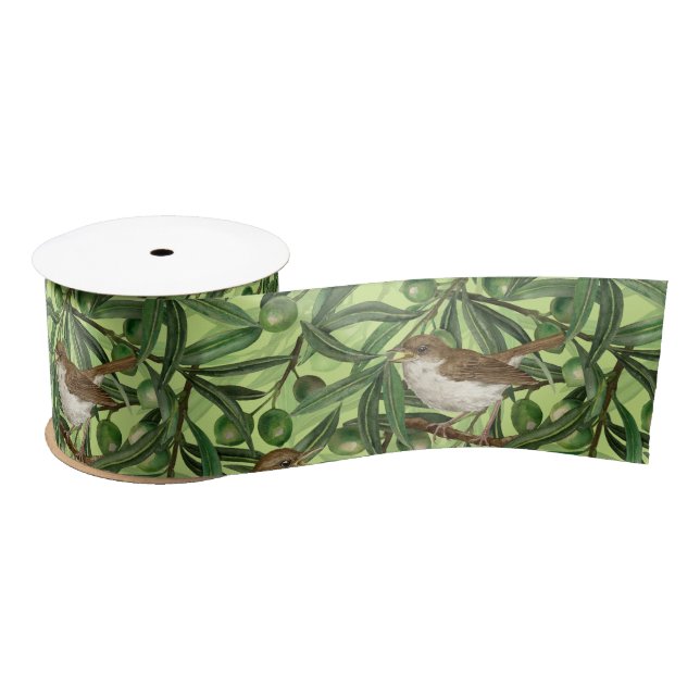 Nightingales in the olive tree 2 satin ribbon (Spool)