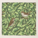 Nightingales in the olive tree 2 scarf<br><div class="desc">Hand-painted watercolor pattern with 2 nightingales perching on olive branches</div>