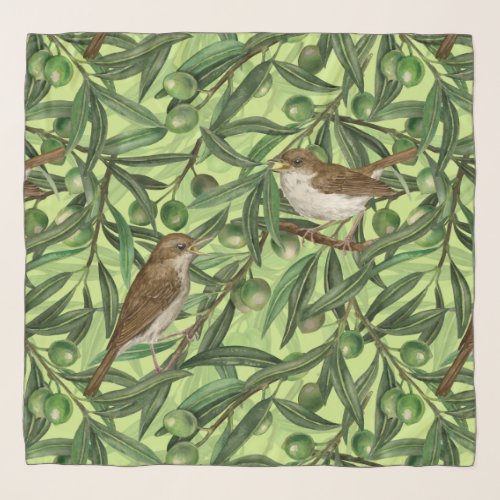 Nightingales in the olive tree 2 scarf