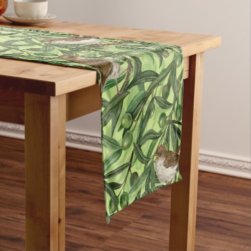 Nightingales in the olive tree 2 short table runner