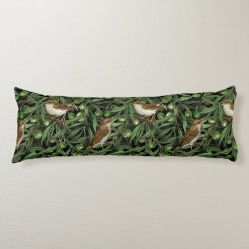 Nightingales in the olive tree 3 body pillow