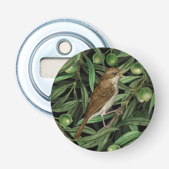 Nightingales in the olive tree 3 bottle opener (Front)