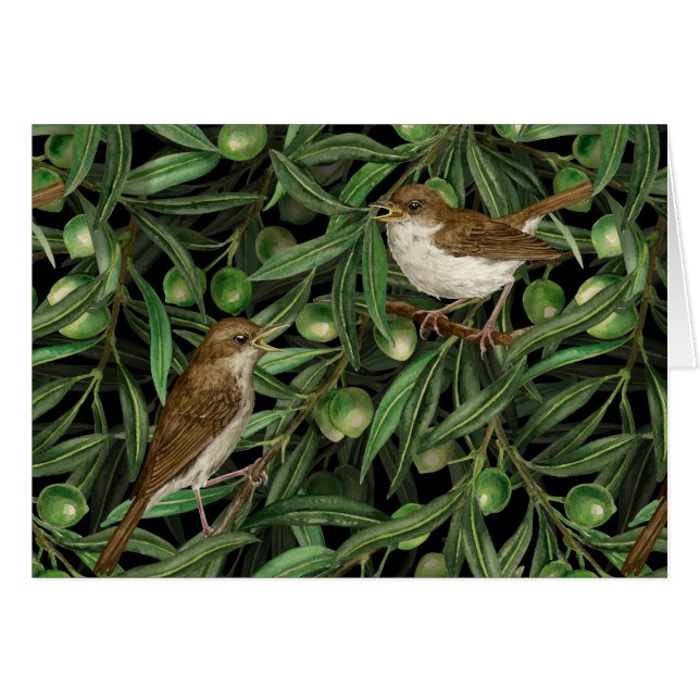 Nightingales in the olive tree 3 cards (Front Horizontal)