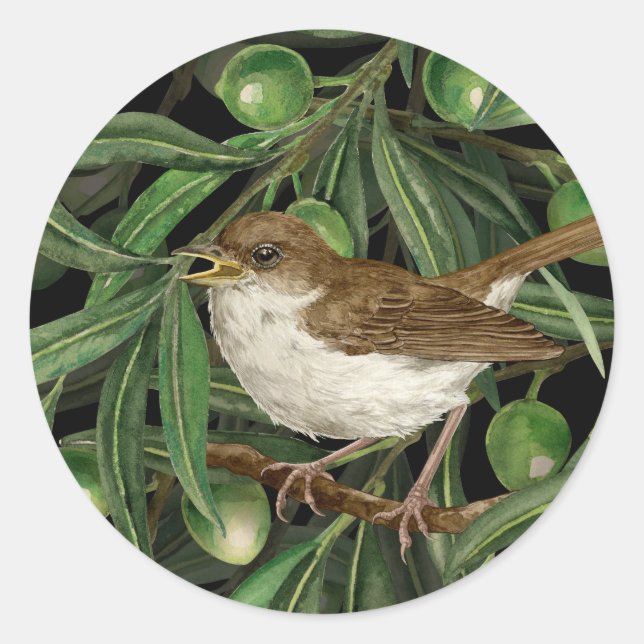 Nightingales in the olive tree 3 classic round sticker (Front)