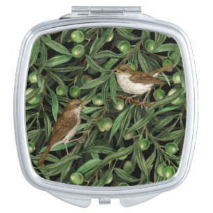 Nightingales in the olive tree 3 compact mirror