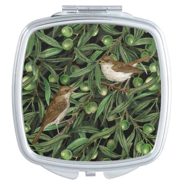 Nightingales in the olive tree 3 compact mirror (Front)