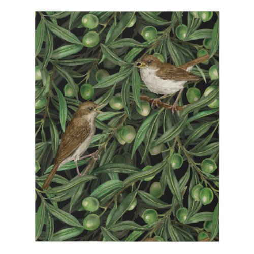 Nightingales in the olive tree 3 faux canvas print