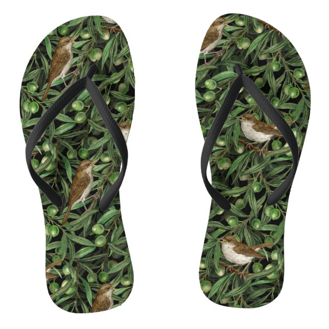 Nightingales in the olive tree 3 flip flops (Footbed)