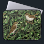 Nightingales in the olive tree 3 laptop sleeve<br><div class="desc">Hand-painted watercolor pattern with 2 nightingales perching on olive branches</div>