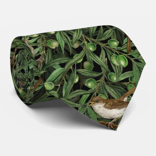 Nightingales in the olive tree 3 neck tie