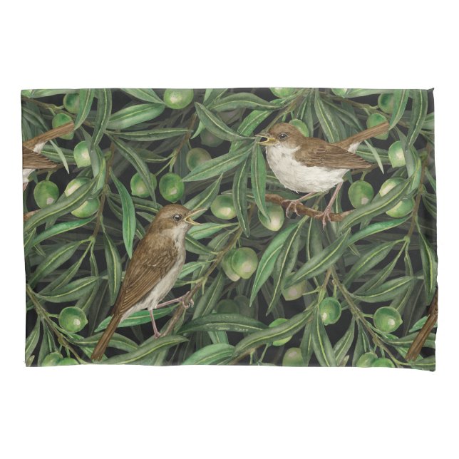 Nightingales in the olive tree 3 pillow case (Front-Left)