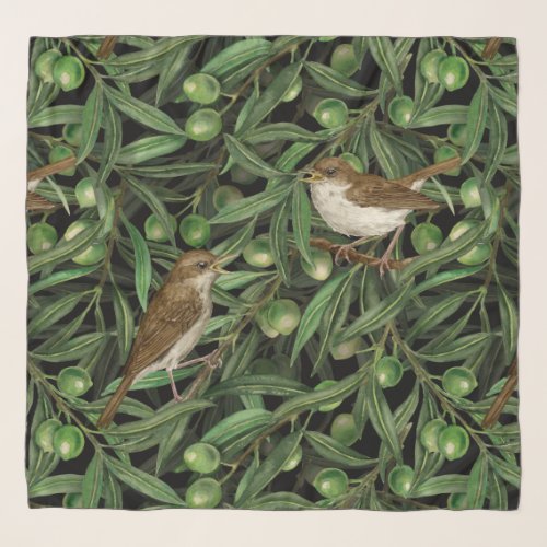 Nightingales in the olive tree 3 scarf