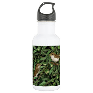 Nightingales in the olive tree 3 stainless steel water bottle
