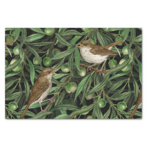 Nightingales in the olive tree 3 tissue paper