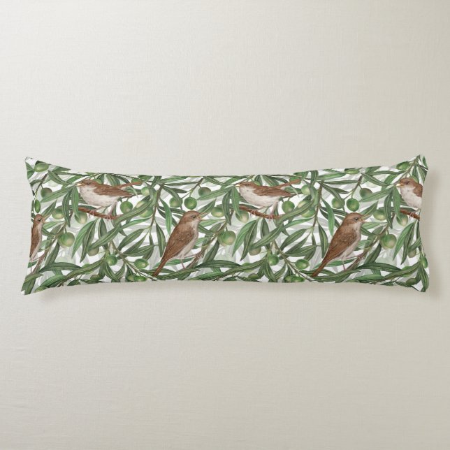 Nightingales in the olive tree body pillow (Front)