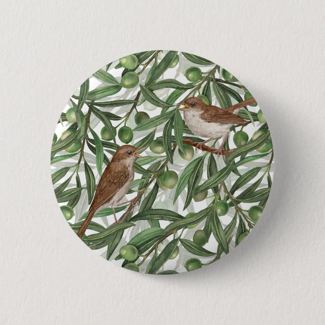 Nightingales in the olive tree button (Front)