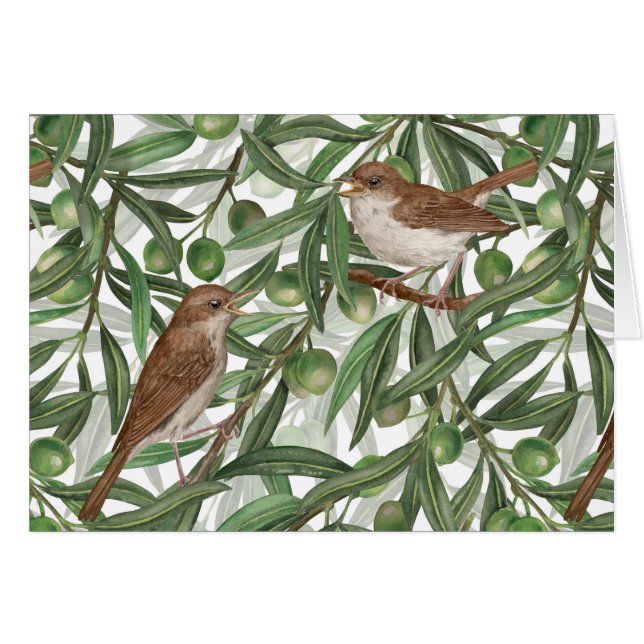 Nightingales in the olive tree cards (Front Horizontal)