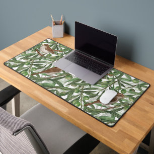 Nightingales in the olive tree desk mat