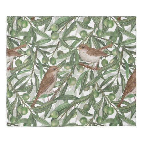 Nightingales in the olive tree duvet cover