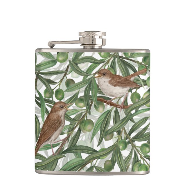 Nightingales in the olive tree flask (Front)