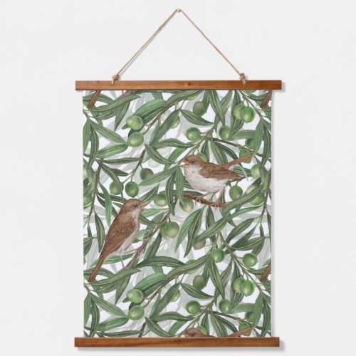 Nightingales in the olive tree hanging tapestry