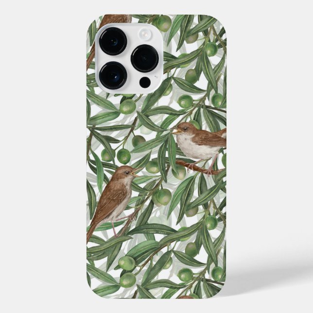 Nightingales in the olive tree iPhone case (Back)