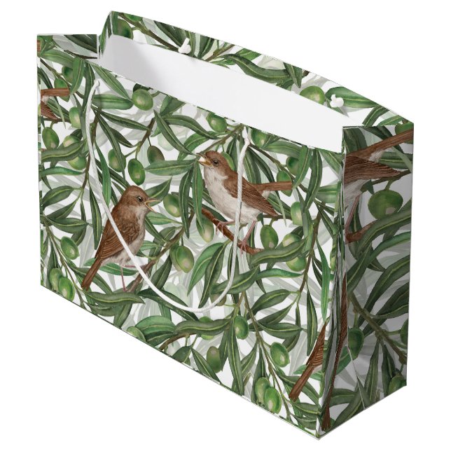 Nightingales in the olive tree large gift bag (Back Angled)