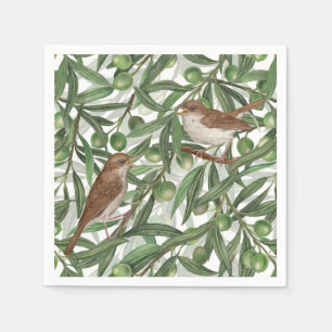 Nightingales in the olive tree napkins