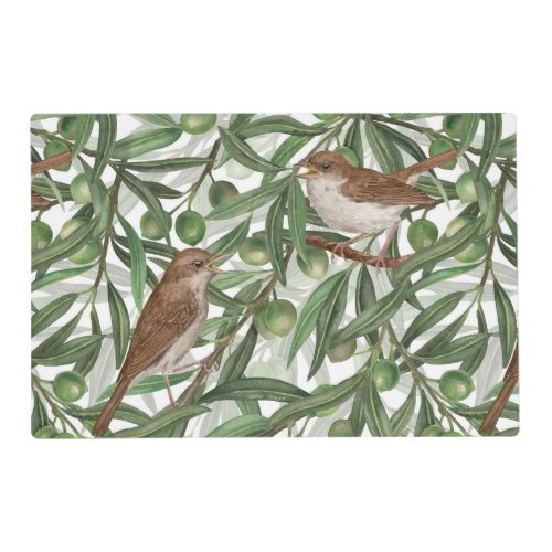 Nightingales in the olive tree placemat