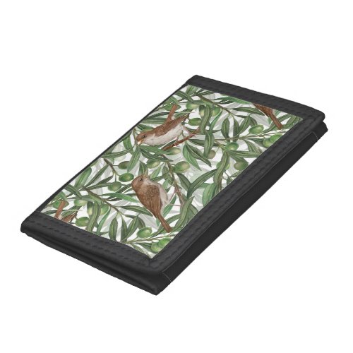 Nightingales in the olive tree trifold wallet