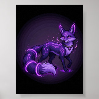 Nightlumen Violet Fox Spirit Fantasy Canvas Poster