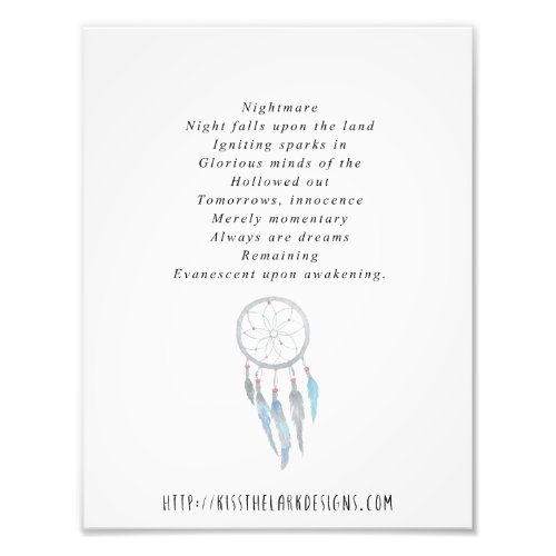 Nightmare _ 85 x 11 Poetry Printable Photo Print