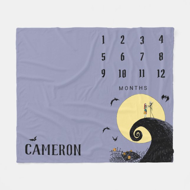 Nightmare Before Christmas Baby Monthly Milestone Fleece Blanket (Front (Horizontal))