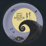 Nightmare Before Christmas Baby Shower Paper Plates<br><div class="desc">Elevate your baby shower celebration with these striking Nightmare Before Christmas paper plates that perfectly capture the eerie charm of Tim Burton’s iconic universe. Designed to set a mesmerizing, gothic ambiance, the plates showcase intricate artwork featuring the beloved characters Jack Skellington and Sally, rendered in vivid detail against a dark,...</div>