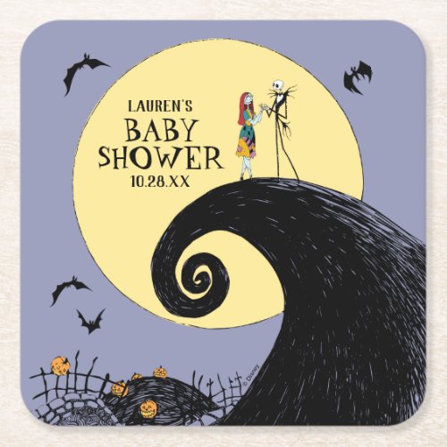 Nightmare Before Christmas Baby Shower Square Paper Coaster