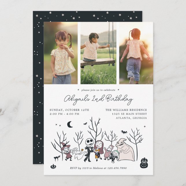 Nightmare Before Christmas Birthday Photo Collage Invitation (Front/Back)