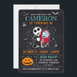 Nightmare Before Christmas Chalkboard Birthday Invitation<br><div class="desc">Step into a realm where eerie charm meets celebratory flair with this captivating Nightmare Before Christmas chalkboard birthday invitation. The design immerses you in a gothic atmosphere reminiscent of Tim Burton’s iconic world, with a dark, hand-drawn chalkboard background setting the stage for a mysterious yet festive celebration. Prominently featured are...</div>