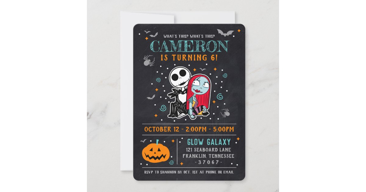 Nightmare Before Christmas Chalkboard Birthday Invitation | Zazzle