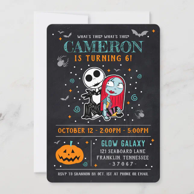 Nightmare Before Christmas Chalkboard Birthday Invitation | Zazzle