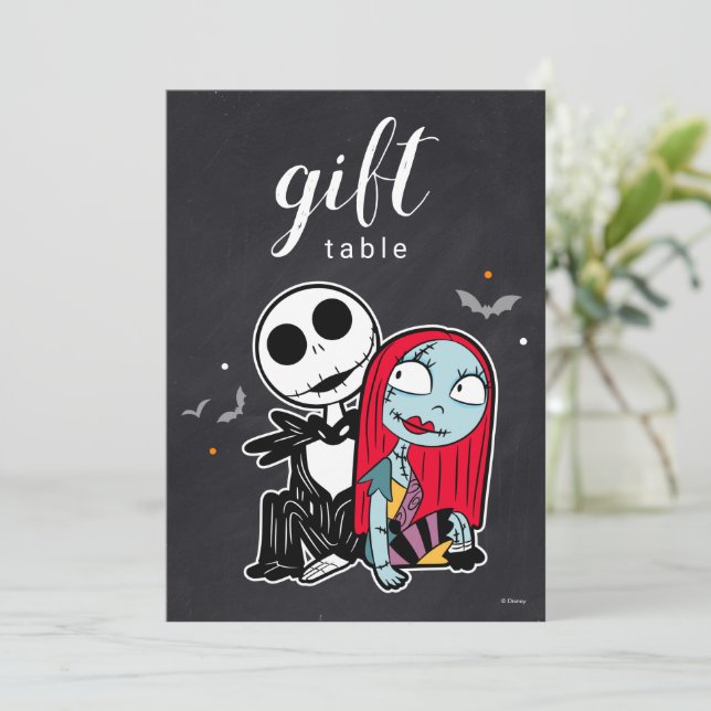 Nightmare Before Christmas Chalkboard Birthday Note Card (Standing Front)