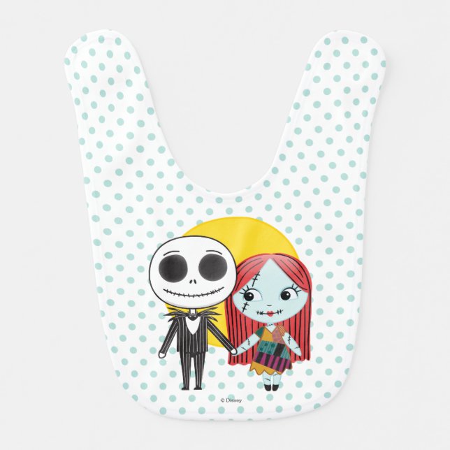 Nightmare Before Christmas | Jack & Sally Emoji Baby Bib (Front)