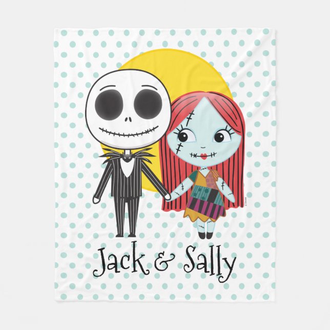 Nightmare Before Christmas | Jack & Sally Emoji Fleece Blanket (Front)