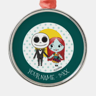 Nightmare Before Christmas   Jack & Sally Emoji Metal Ornament