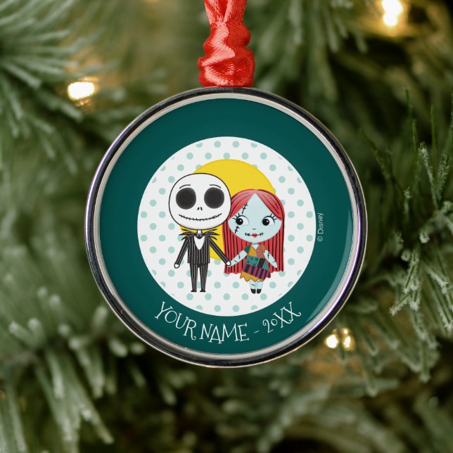 Nightmare Before Christmas | Jack & Sally Emoji Metal Ornament (Tree)