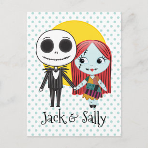 Nightmare Before Christmas Jack & Sally Emoji Postcard