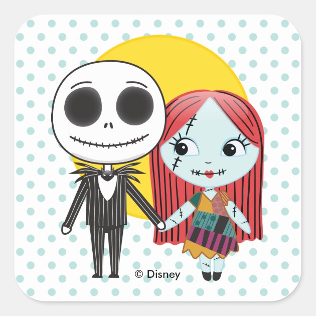 Nightmare Before Christmas | Jack & Sally Emoji Square Sticker