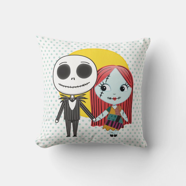 Nightmare Before Christmas | Jack & Sally Emoji Throw Pillow (Front)
