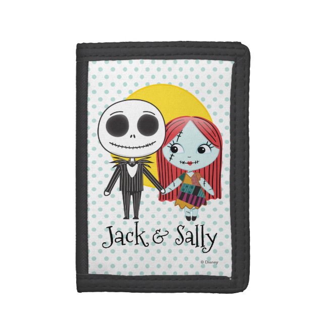 Nightmare Before Christmas | Jack & Sally Emoji Trifold Wallet (Front Vertical)