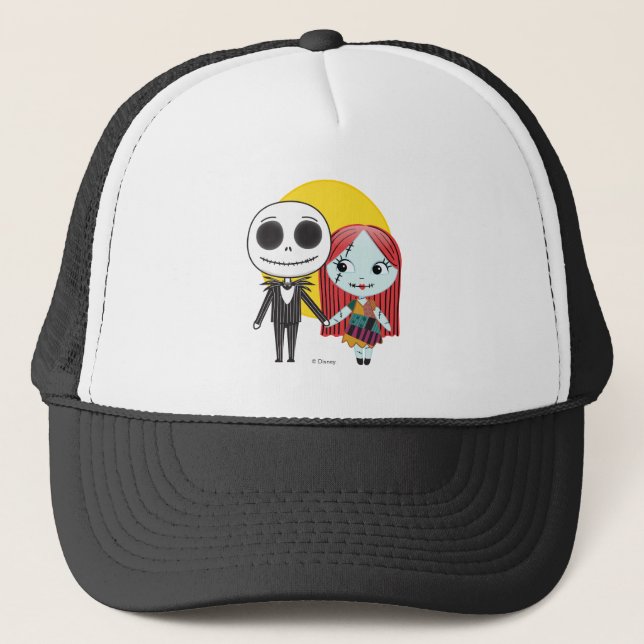 Nightmare Before Christmas | Jack & Sally Emoji Trucker Hat (Front)