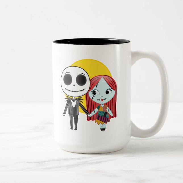 Nightmare Before Christmas | Jack & Sally Emoji Two-Tone Coffee Mug (Right)